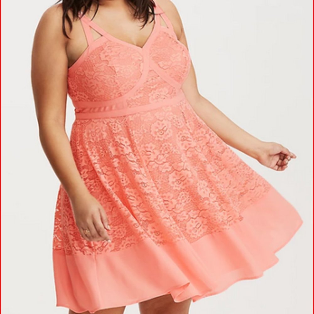 Torrid Insider Strappy Lace Skater Dress Size 14